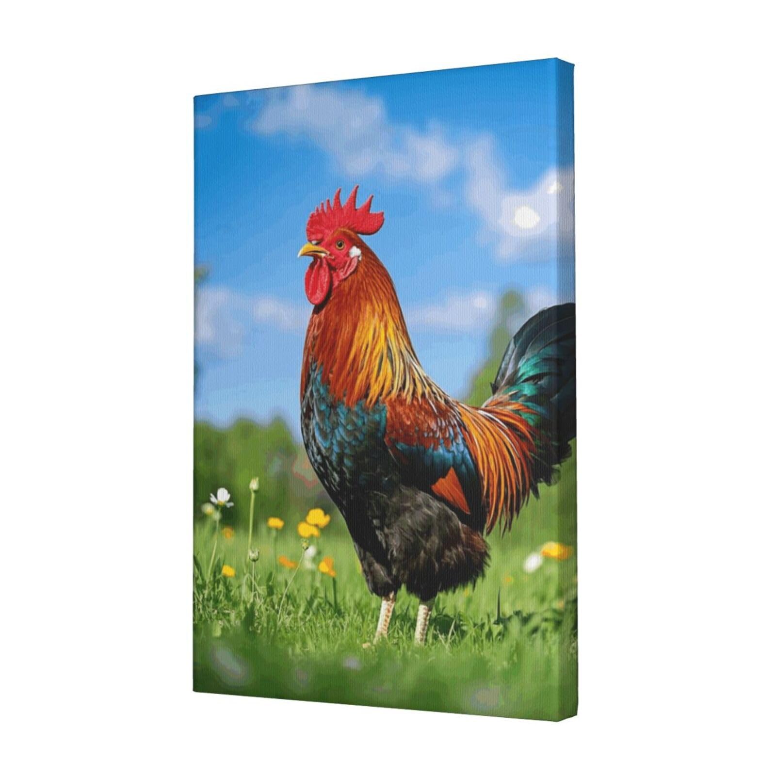 FodPand rooster Canvas Wall Art for Living Room Wall Decor 12"x18" Modern Artwork Painting Pictures Hanging Canvas Prints Aesthetic Wall Art for Bedroom Bathroom Office Wallart Decor