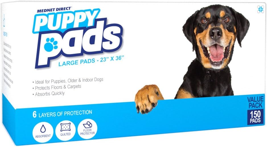 Mednet Direct 5 Layer Dog Training and Puppy Pads Leak Proof Maximum Absorbency for Dogs and Pets, 23 x 36, 150 Count