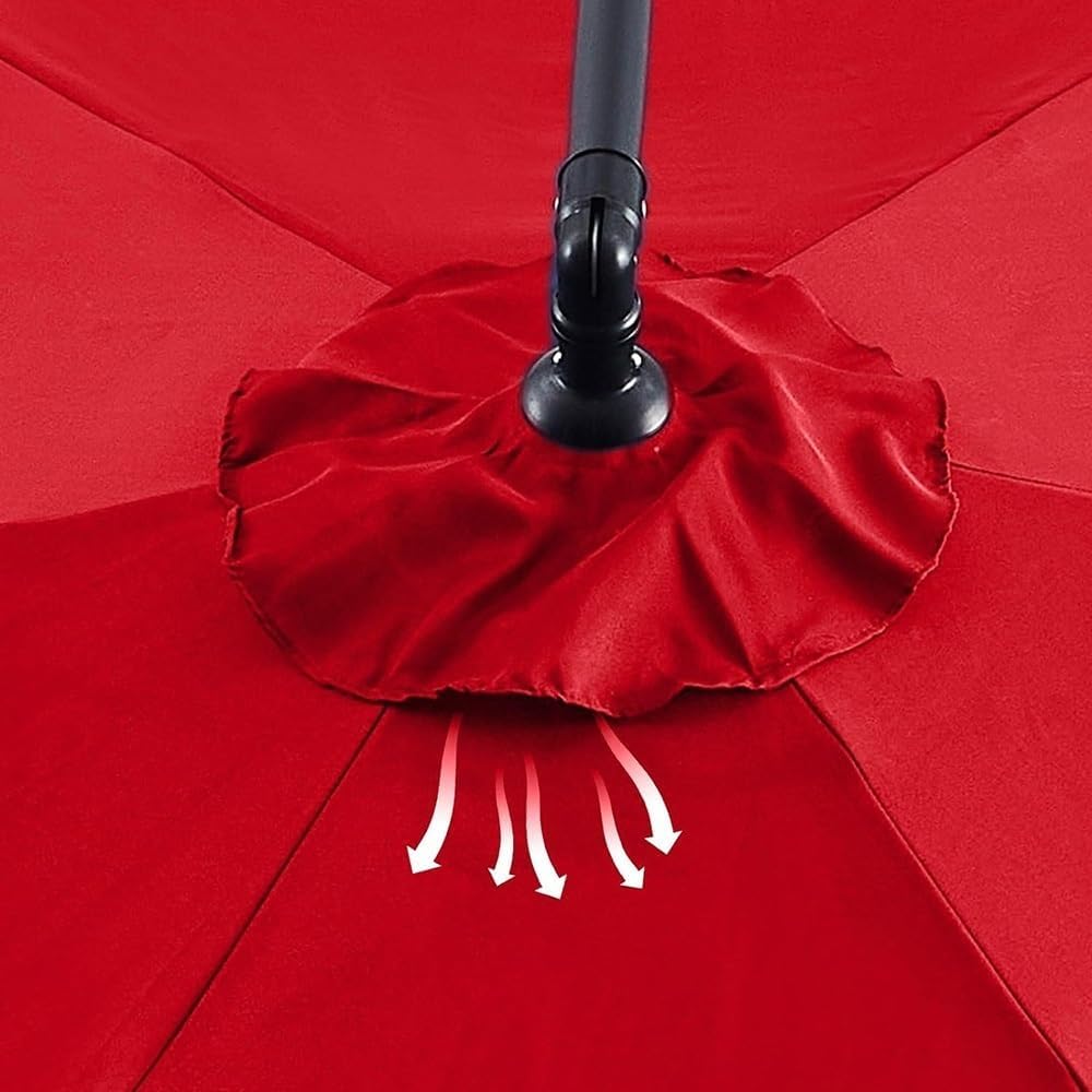 6.5ft 9ft 10ft Patio Umbrella Canopy Replacement for Pool Beach Backyard Garden 6 Ribs Cantilever Umbrella Covers, Easy Sun Shade Beach Umbrella Cloth(Red,270cm-6rib)