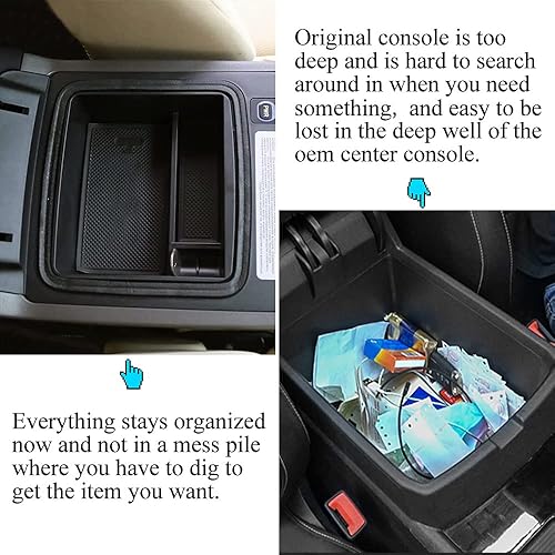 Miniatura 4 de VESUL - Bandeja de almacenamiento para consola central para Toyota Prado 2004-2015 2016 2017 2018 2019 ABS bandeja inserto organizador guante paleta