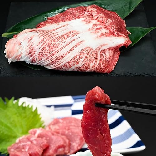 熊本名物 和牛ローススライス 500g 馬刺し 赤身 100g 計600g 小分け 食べ比べ セット 熊本肥育 新鮮 阿蘇 熊本 褐毛和種 赤牛 あか牛 和牛 牛ロース サシ 牛肉 馬肉 真空パック 契約農場 ギフト 贈答用 記念日 小国町
