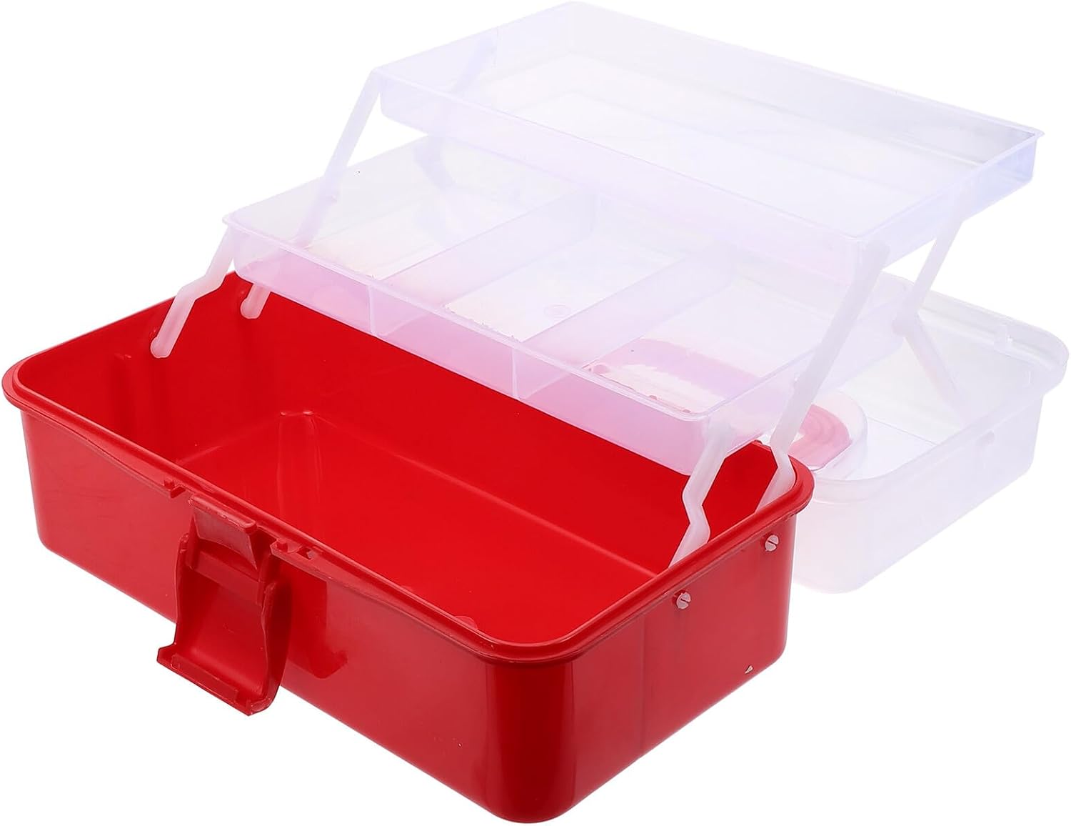 Yardwe Multi-function Handheld Plastic Storage Box, Tool Cabinet, Component Storage Container, 27.5x16x13cm, Red, Portable Fishing Gear Organizer for Terminal Tackle and Accessories