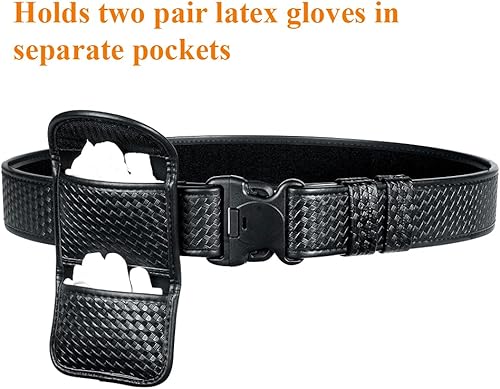 Miniatura 8 de TAFTACFR Bolsa de doble guante de policía bombero, EMS EMT, paramédico, médico, guantes desechables para cinturón de servicio de 2 y 2.25 pulgadas