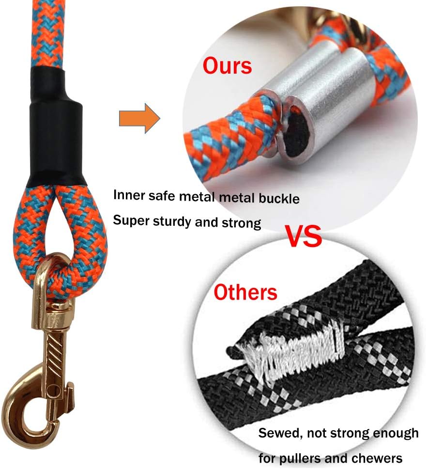 Nylon Strong Dog Rope Lead Leash Training Dog Lead with Soft Handle Red/Black (Dia:0.5" 30FT)