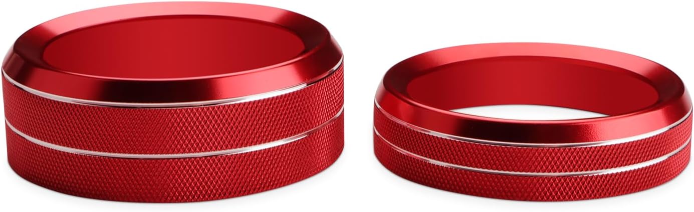 Auovo Volume Control Knob Cover Compatible with Ford Mustang Mach E Accessories 2024 2023 2022 2021 Mach-E Gear Shift Switch Knob Cover Ring Aluminum Alloy (2PCS-Red)