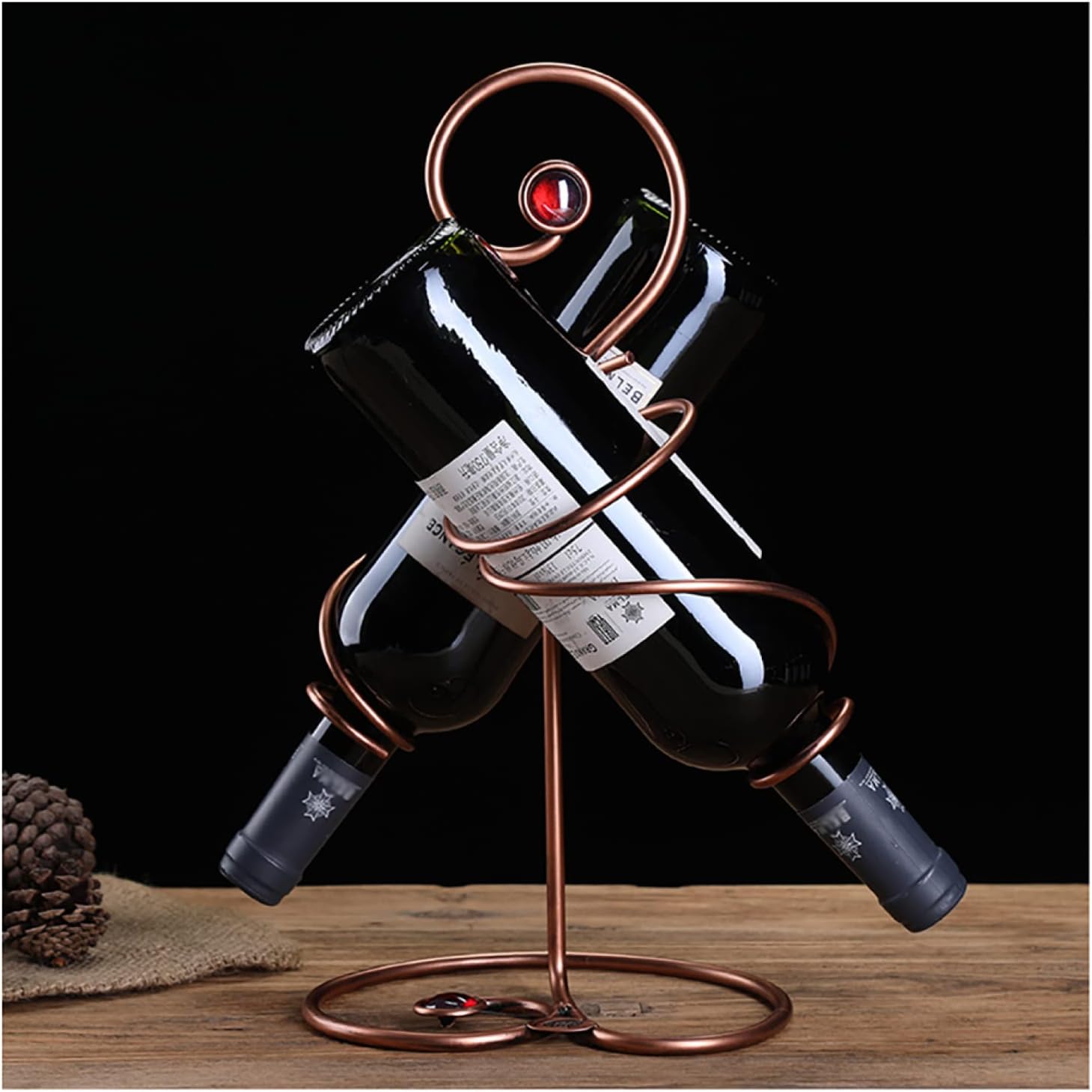 TPARIS Modern Iron Art Wine Holder|Countertop Wine Rack Decor Display Rack|Creative Wine Storage Shelf|Tabletop Wine Bottle Organizer Rack,B-19x21x35cm(7.4x8.2x13.7in)