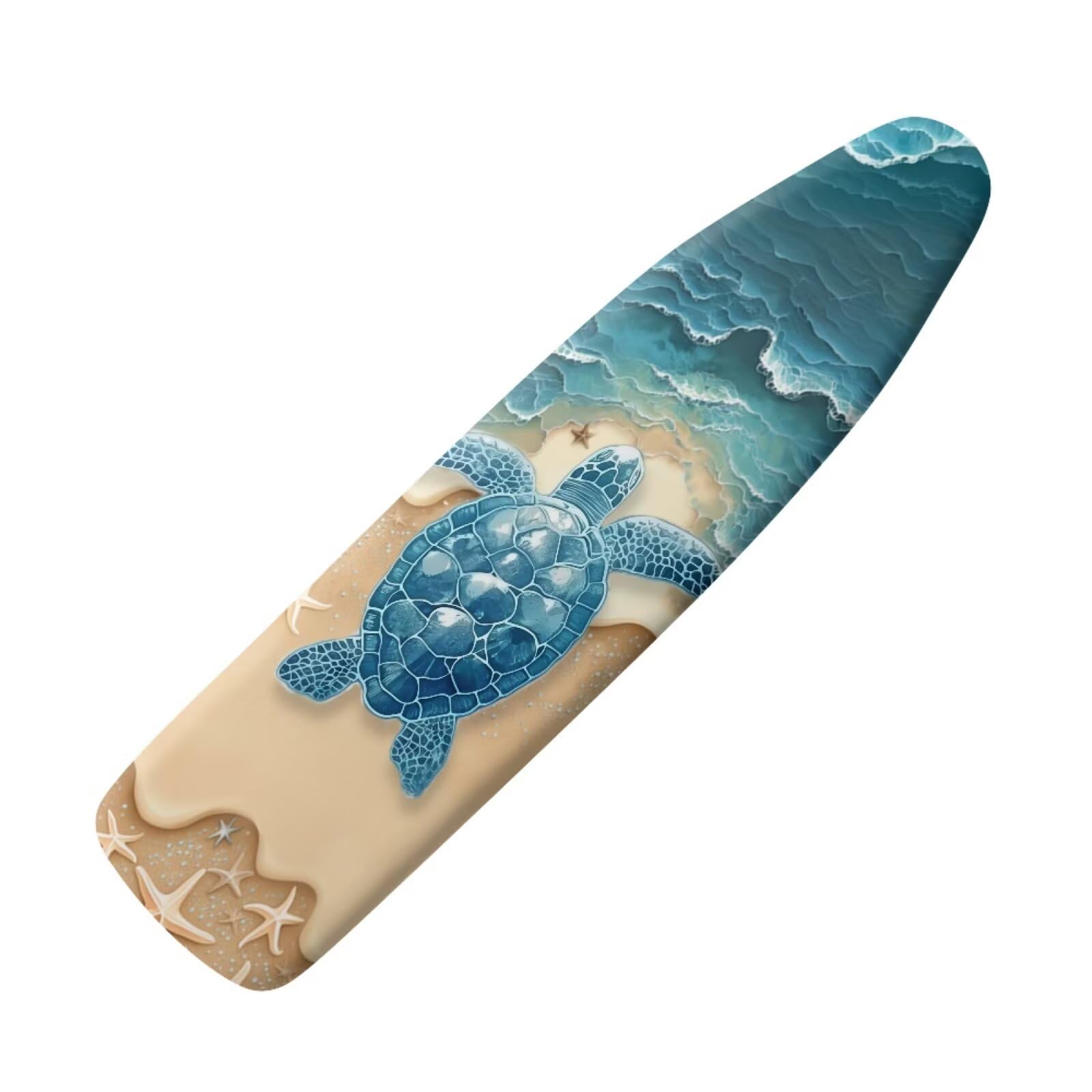 ZIATUBLES Polyester Ironing Board Cover with Hook and Loop Fastener Straps Beach Sea Turtle Starfish Print Iron Padding Covers Home Accessories for Laundry Clothing Shop, M — image 1