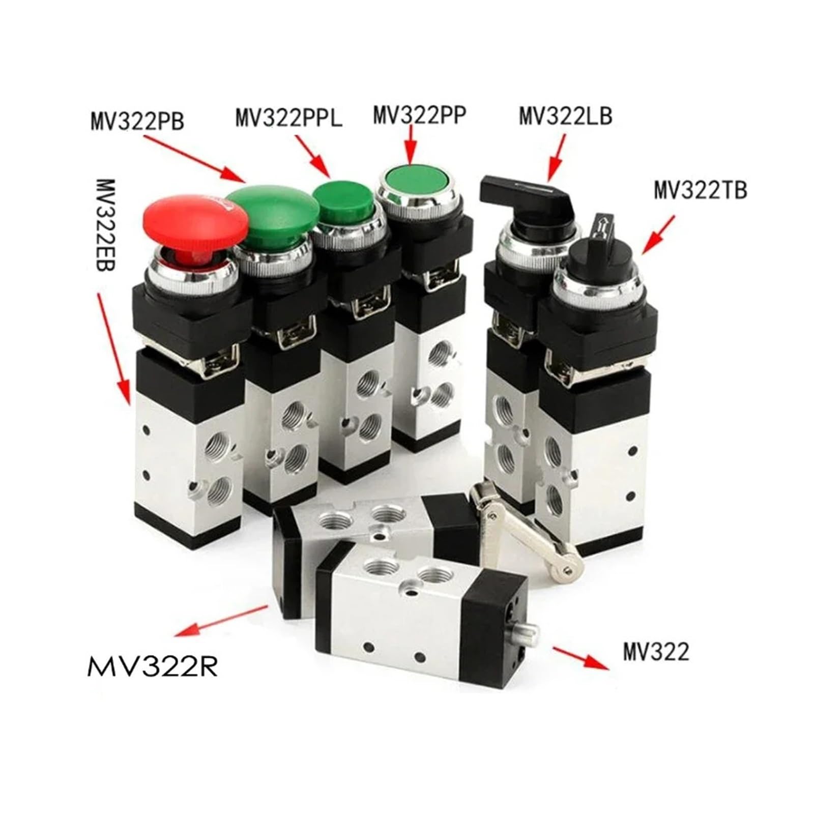 1 Stück pneumatisches mechanisches Ventil 2 Position 5 Wege manuelles Ventil Luftschalter Steuerventil Push Button Momentary(MV522)