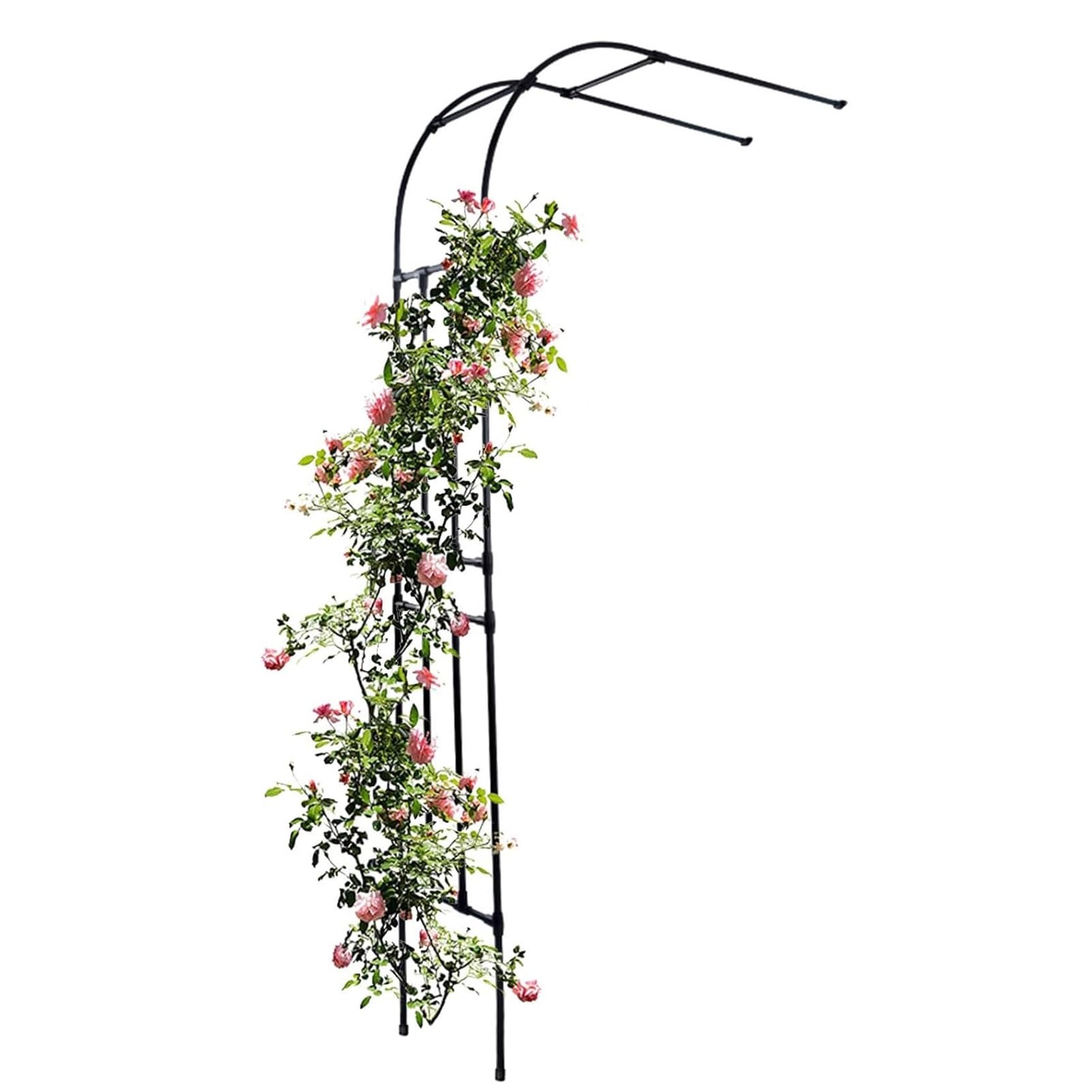 Treillis de jardin en métal noir pour plantes grimpantes, 0,9 x 4,3 x 2,9 m, support en acier pour vignes, roses et légumes, support de plantes d'extérieur durable