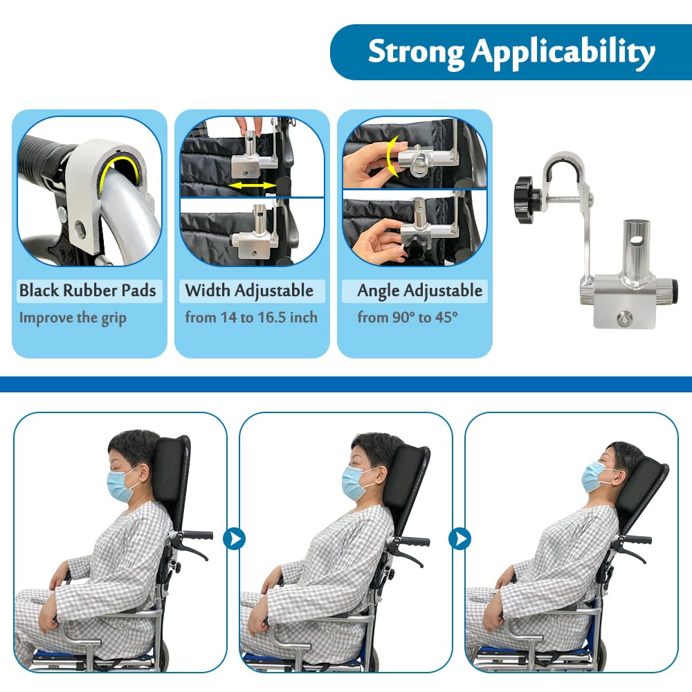 Reposacabezas para silla de ruedas, soporte para el cuello, acolchado, ajustable y portátil, para adultos, accesorios para silla de ruedas de viaje de 16 a 20 pulgadas