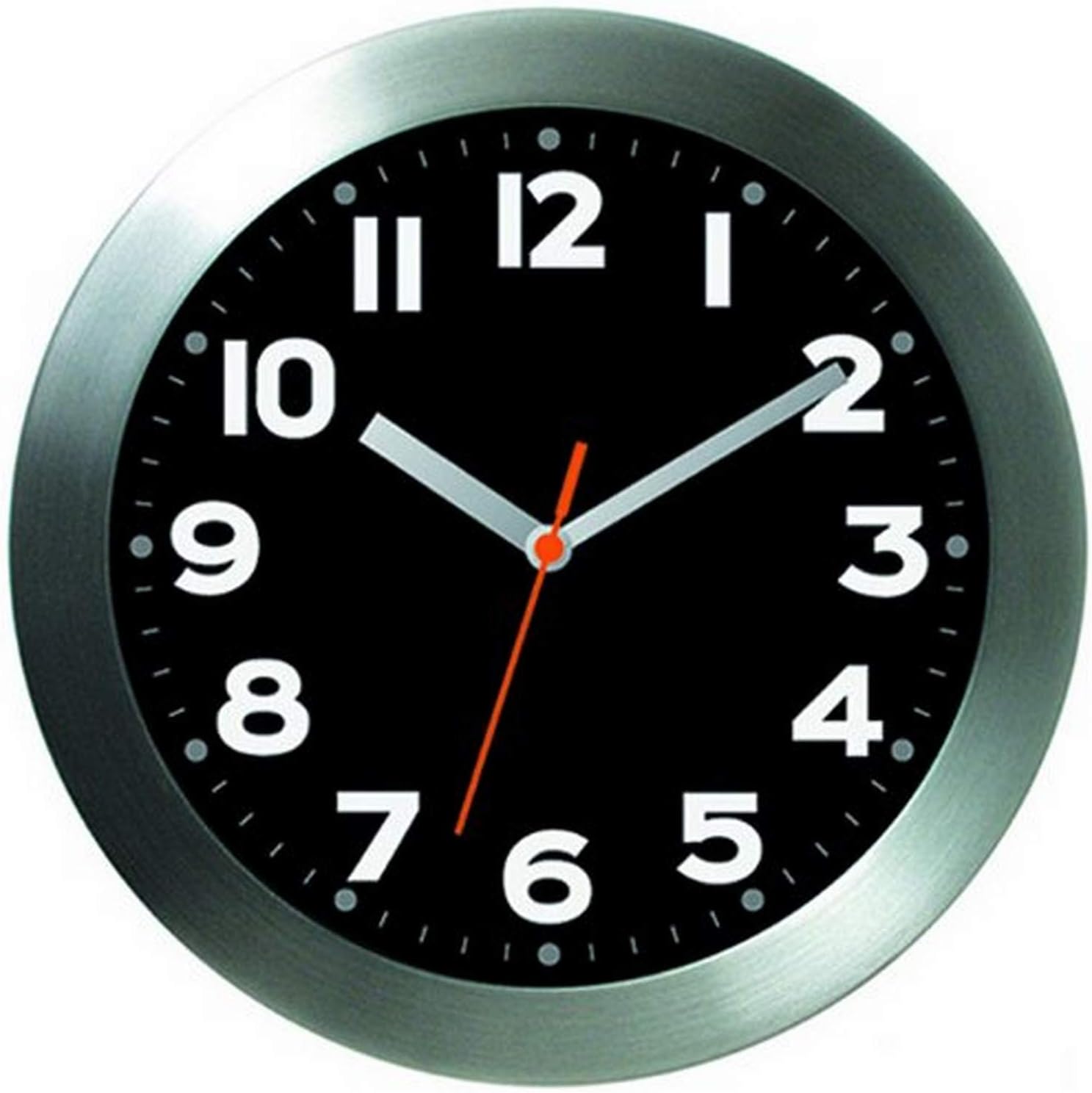 BAI Brushed Aluminum Wall Clock, Mega Black