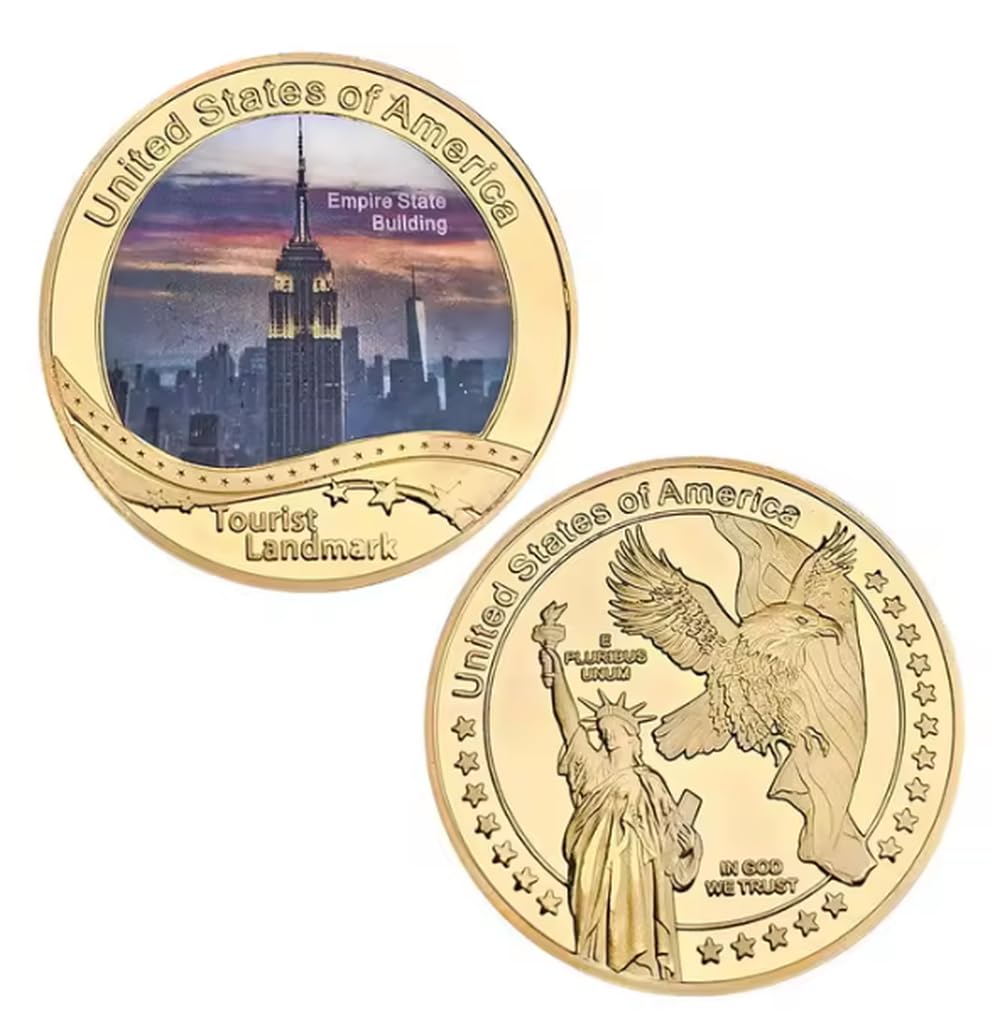 Monedas Conmemorativas Monumentos Turísticos Americanos Arquitectura Moneda De Desafío Moneda Coleccionable Chapada En Oro Moneda Conmemorativa Regalo De Recuerdo 5 Piezas/Juego