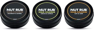 Body & Groin Rub Trio, Cologne for Everywhere, with Beeswax, Coconut and Sunflower Seed Oil (3 Pack, 0.85 Oz) - Bourbon & Barrel, Cedar & Citrus, Sun & Surf