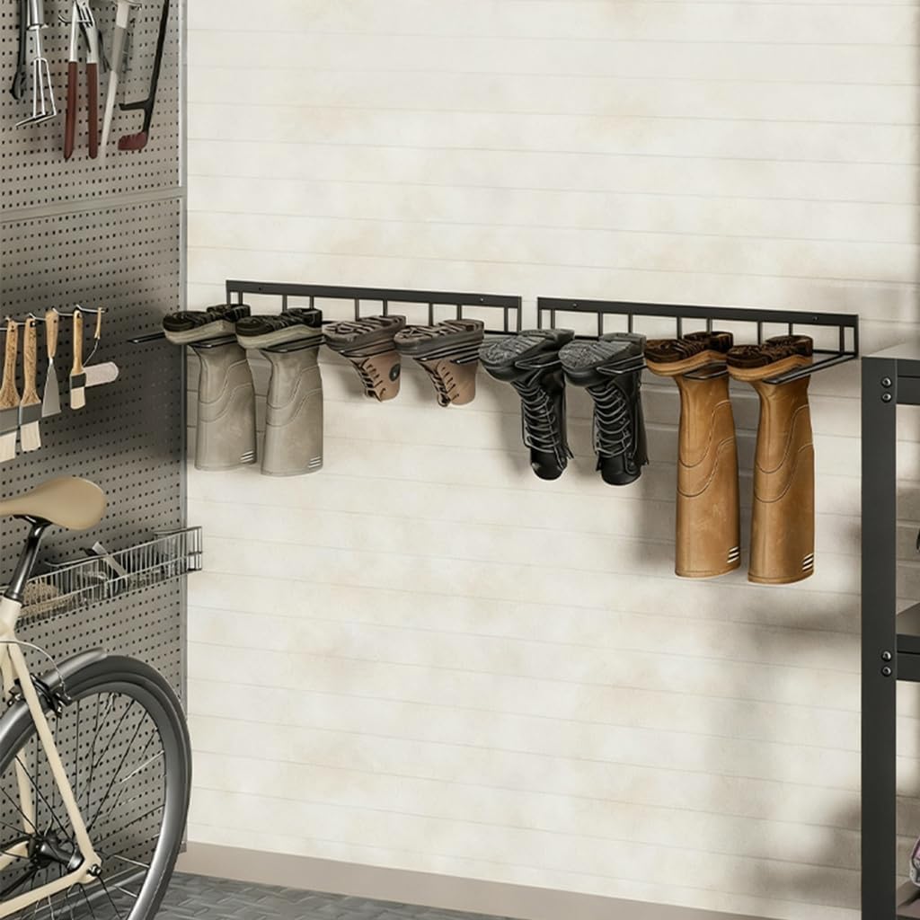 Boot Rack, Wader Hangers for Boot, Metal Wall Mounted Shoe Rack, 2 Pair Boot Organizer Rack for Tall Boots and Cowboy Boot, Boot Trays for Entryway,Garage (2Pack)