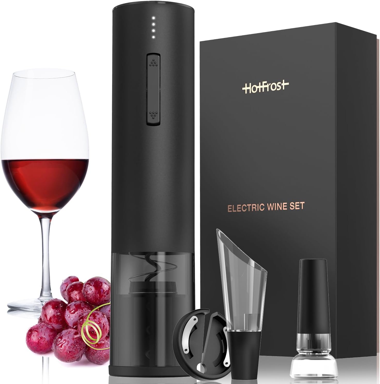 Electric Wine Opener – Wine Bottle Opener Kit with Foil Cutter, Wine Aerator, Vacuum Stopper – Rechargeable Corkscrew Wine Opener – Cordless Automatic Wine Opener – Birthday Wine Gift Set Electric Wine Opener – Wine Bottle Opener Kit with Foil Cutter, Wine Aerator, Vacuum Stopper – Rechargeable Corkscrew Wine Opener – Cordless Automatic Wine Opener – Birthday Wine Gift Set