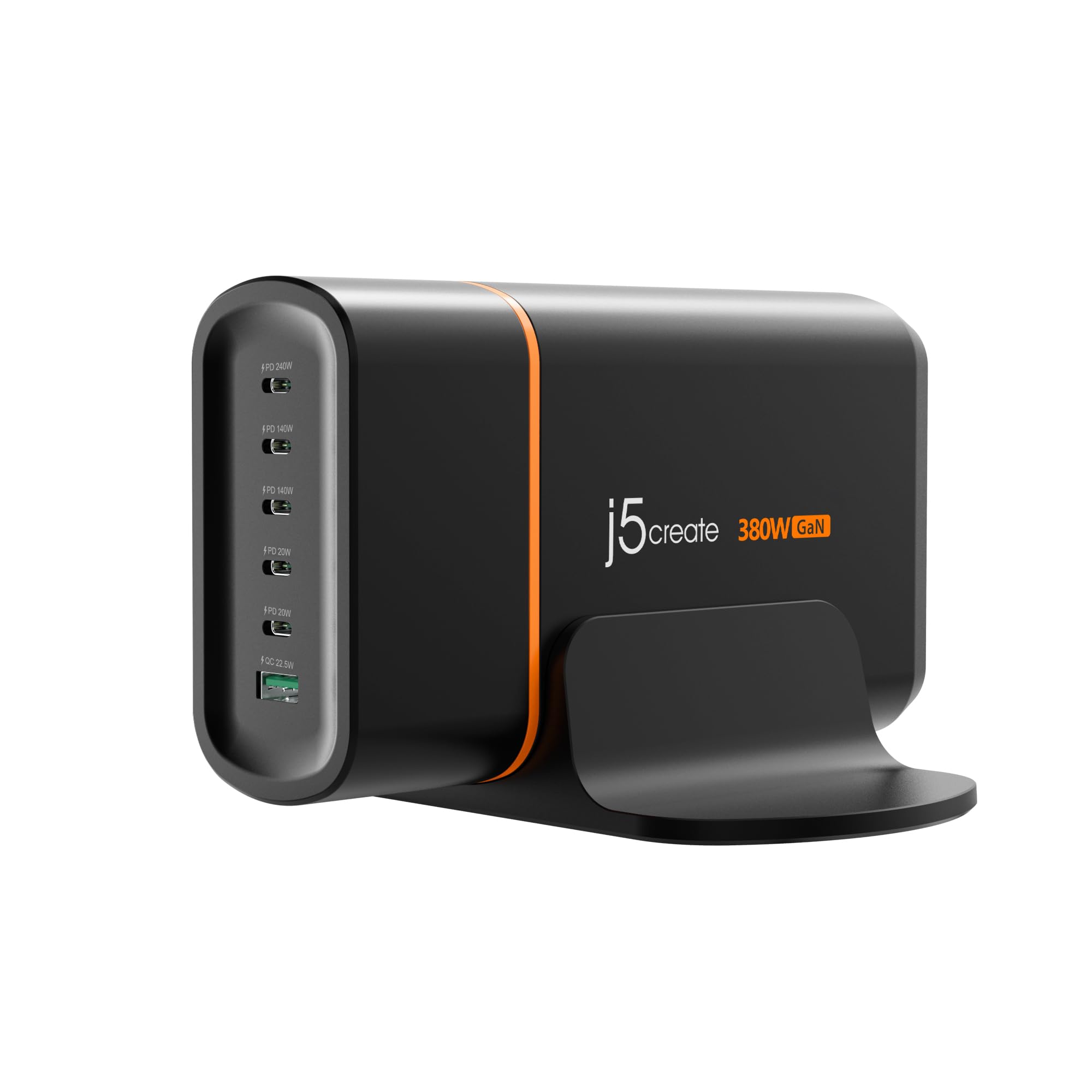 j5create 380W GaN USB C 6 Port Charger for Laptops Tablets Smartphones Game Consoles 240W PD3 1 5