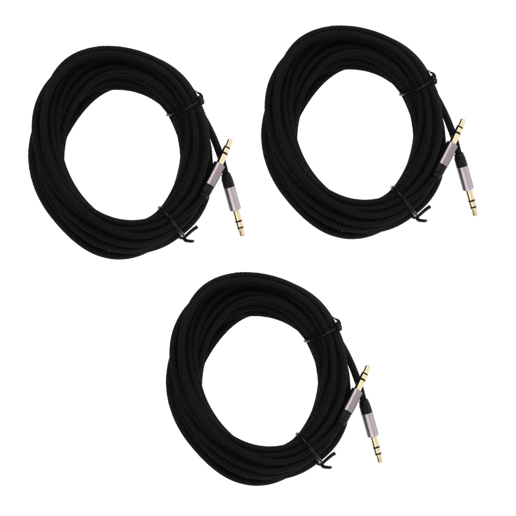 Cable audio estéreo jack macho a macho de nylon jojofuny de 3 piezas para auriculares 8