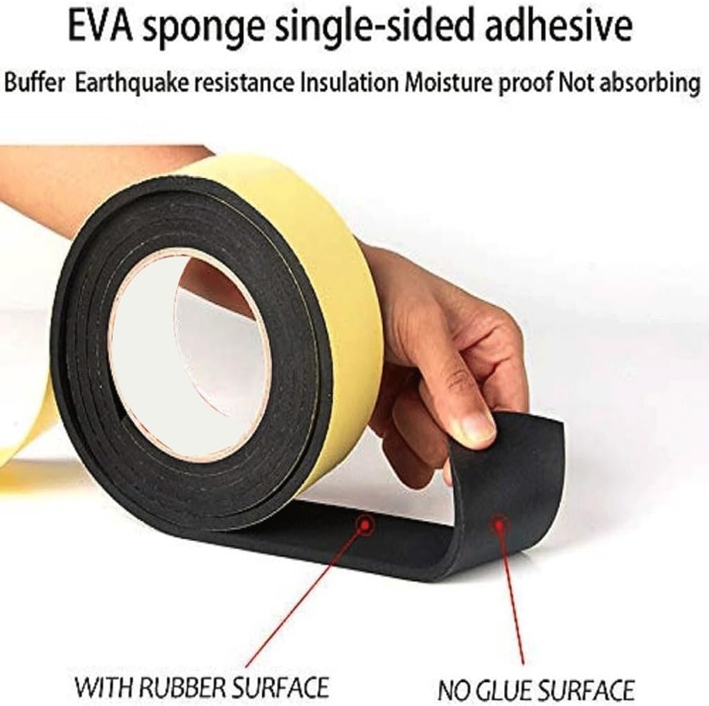 Foam Tape, Foam Insulation Tape, for Windows Hardware EVA Black Foam Sponge Rubber Strip Tape Strong Adhesive Window Door Seal Strip Insulation Tape(5M x 25mm x 3mm)