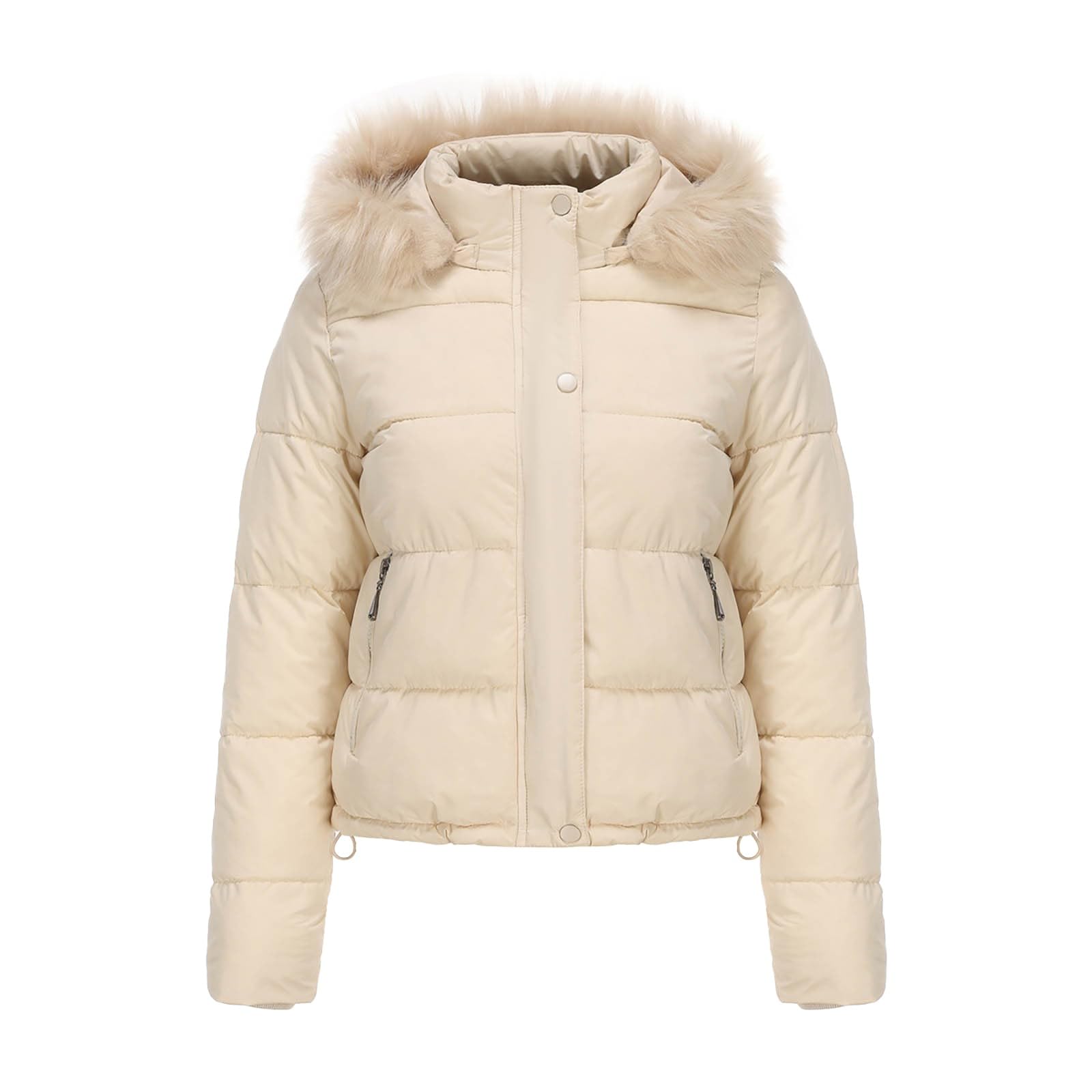 Chaquetas acolchadas con capucha para mujer, parka de invierno, abrigo corto con cremallera y capucha de piel para invierno, ropa cálida para exteriores, chaquetas de senderismo para mujer, ropa corta