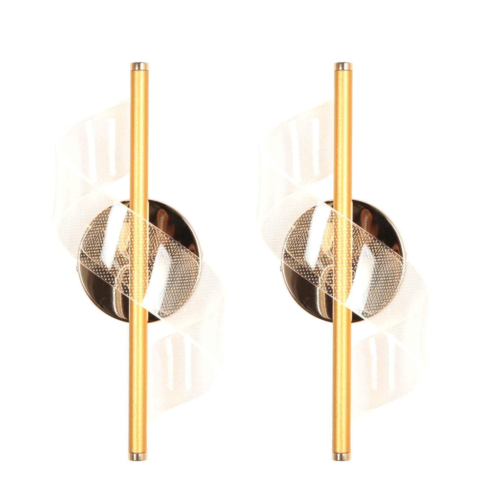 LIGKIN 2PCS Indoor LED Wall Lamp 12W Modern Wall Lamp 3000K Warm Light, Sconces Decorative Golden Long Lighting for Bedroom Staircase Hallway, 30CM