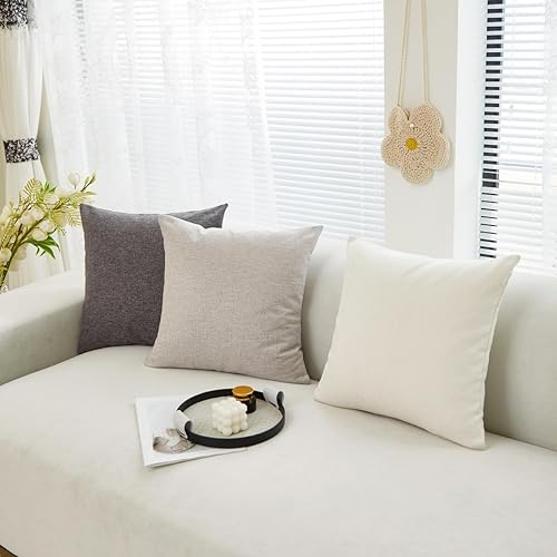 Miniatura 10 de Sunday Praise Fundas de lino y algodón, para cojín cuadrado clásico de color liso, fundas para cojín de 18 x 18pulgadas, para sofá, cama o auto,