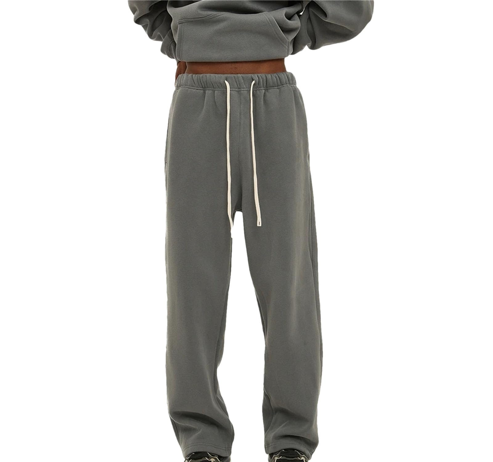 Dcvmvmn Mens Winter Solid Fleece Sweatpants Unisex Elastic Waist Jogger Pants Drawstring Jogger Trousers for Men