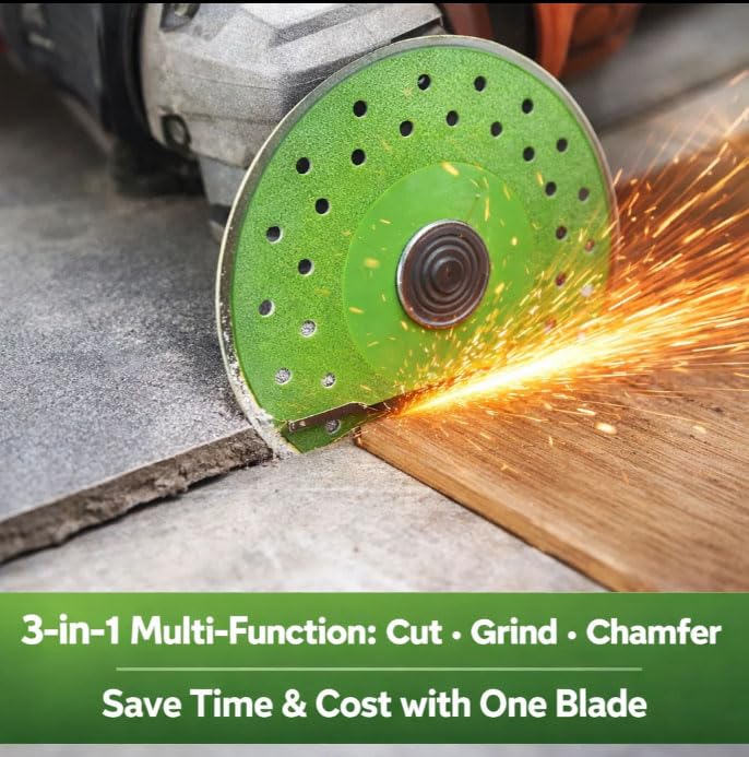 4.5" Diamond Rock Slab Grinding Disc, Angle Grinder Cutting Wheel for Porcelain Tile Granite Marble Glass Ceramic, Chip-Free Dry/Wet Cutting Grinding Chamfering (9 PCS)