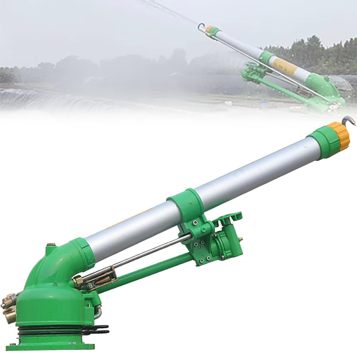 Aspersores de riego de jardín con 9 boquillas de repuesto, pulverizador de agua Vortex de 360°, rango de 27-68 m, perfecto para granjas, césped y jardines