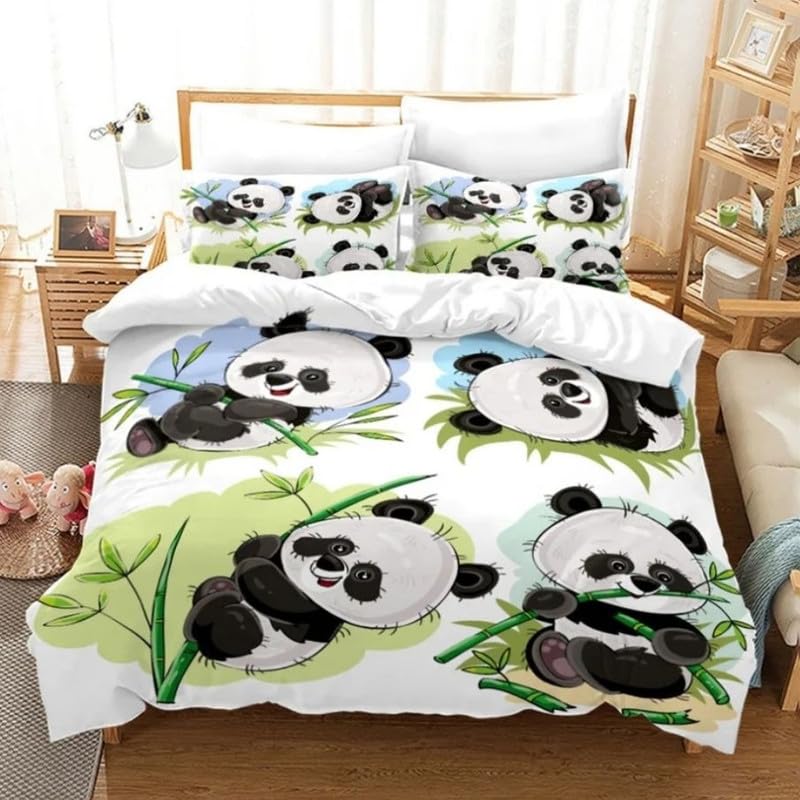 Housse de couette 140x200 confort 110g/m² microfibre thermorégulatrice panda