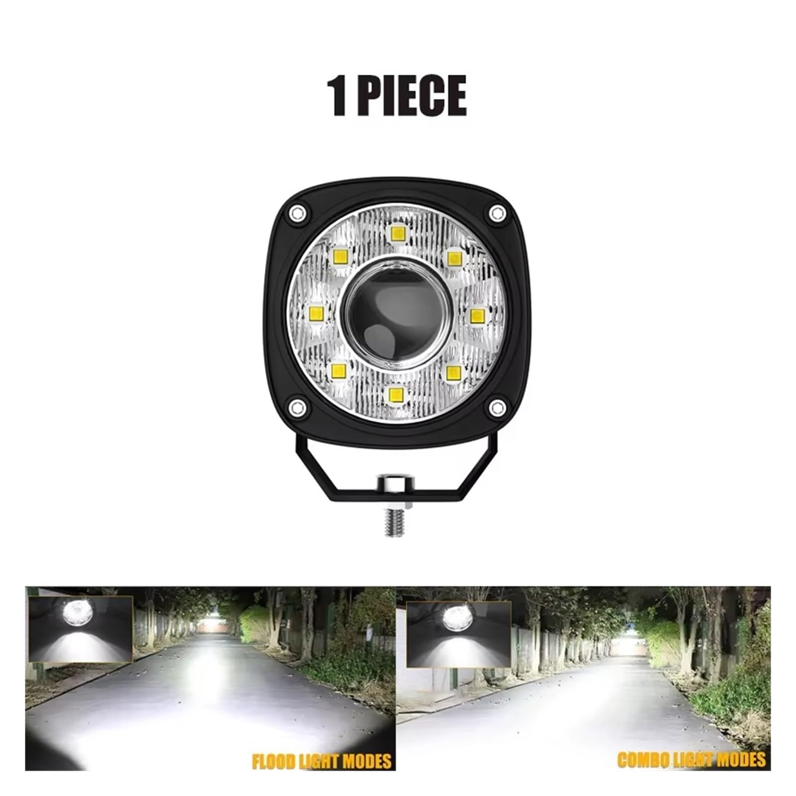 Parachoques Delantero Luz Niebla Para Dodge Para Coche Todoterreno Moto 3 Pulgadas Lámpara LED De Trabajo Cuadrada Cabeza Blanca Faro Antiniebla(1pc)
