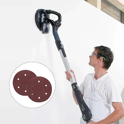 Miniatura 5 de Waziaqoc 30 discos de lijado de 9 pulgadas (grano 120), papel de lija redondo de 6 agujeros con gancho y bucle para paneles de yeso, acabado de