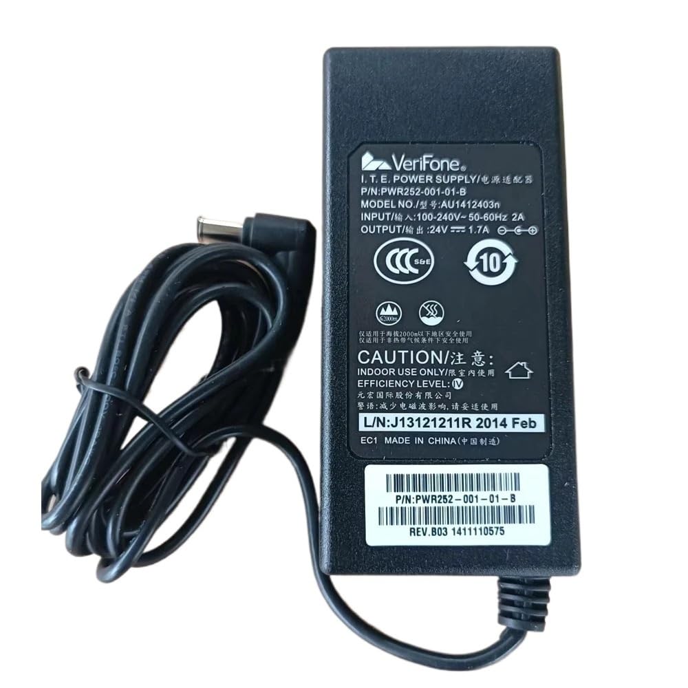 Adaptador AC DC 24V 1.7A VeriFone con clavija de 6.5 x 4.4mm para estabilidad en cobros TPV
