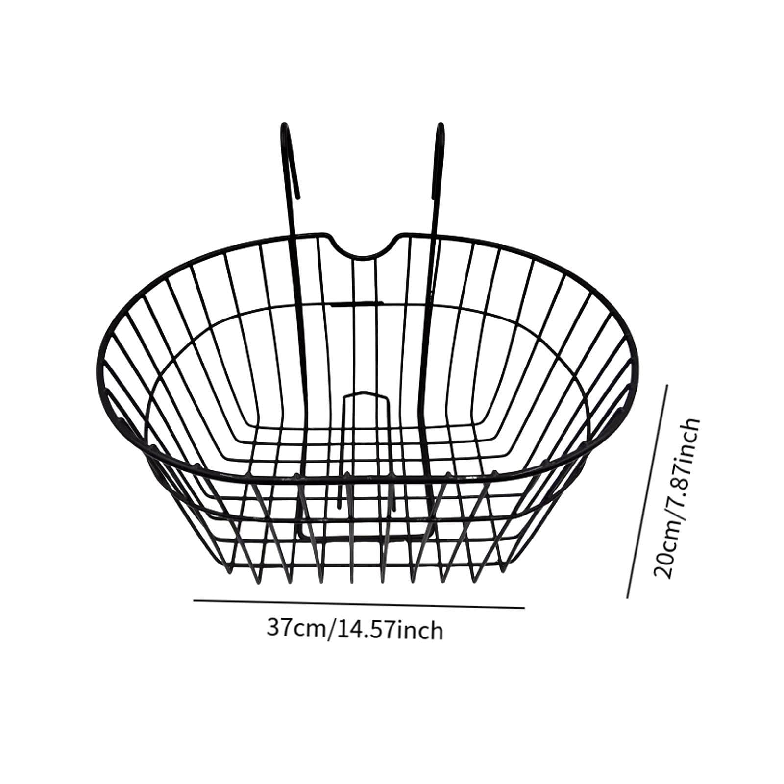 jojomis Iron Mesh Bike Basket Front Handlebar Organizer Rustproof Cycling Accessory Grocery Carrier 14.57x7.87x11.02 inch