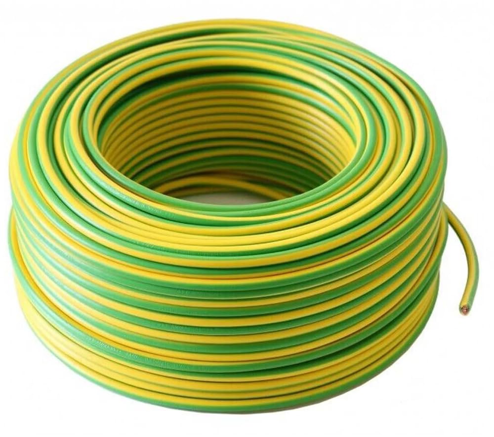 Câble de mise à la terre H07V-K 25m 6mm² Aderleitung flexible en cuivre pour systèmes PV, câble d'énergie solaire, câble de mise à la terre PVC, câble monoconducteur finement toronné, vert-jaune