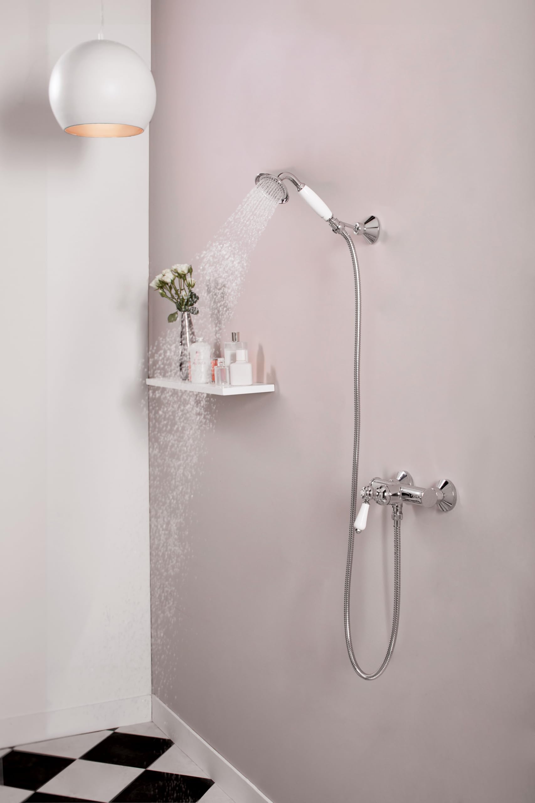 Jacob Delafon, Louise Wall-Mounted Shower Mixer, Mechanical, Retro Design, Ceramic Handle, Water Saving, 21.5x16.5x17cm - Image 2