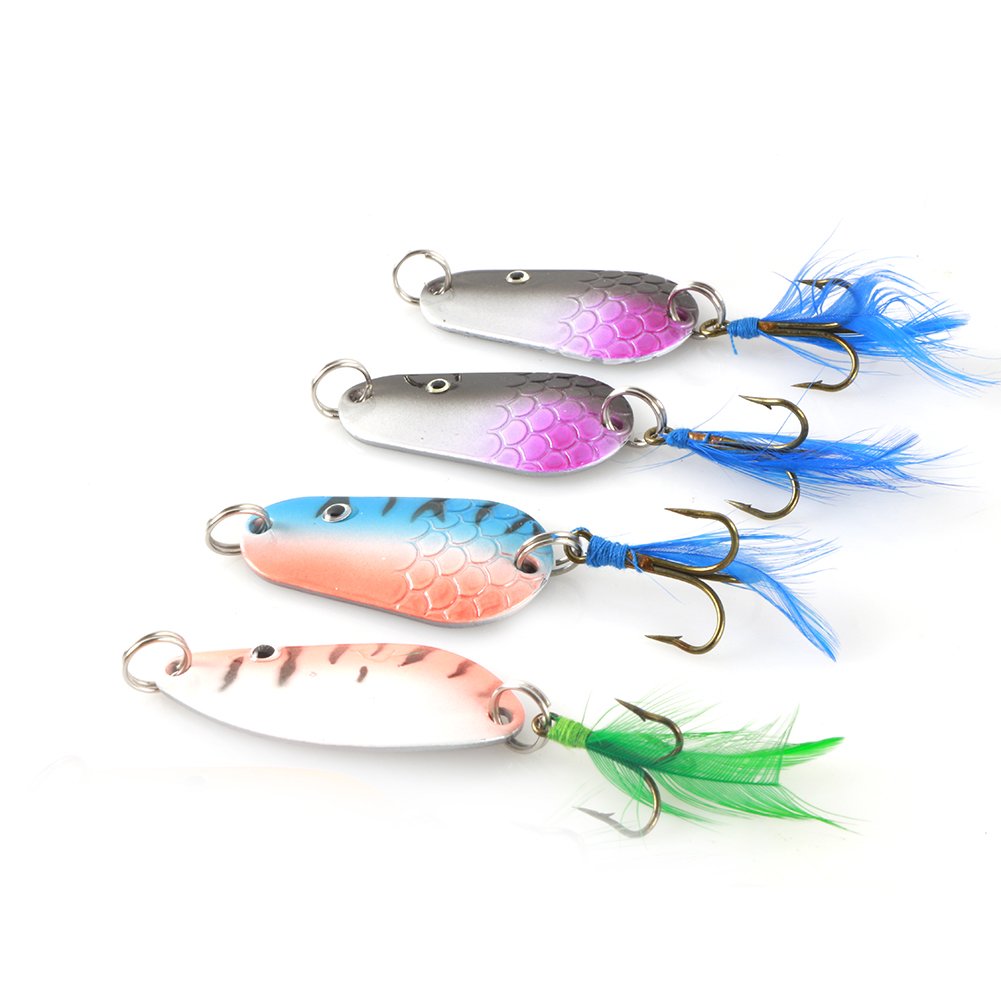 Fishing Spoons Lures 5-Pack - 3/4 Oz Metal Spinner Baits For Trout, Bass, Salmon Fishing Spinners Fishing Spoons Lures 5-Pack - 3/4 Oz Metal Spinner Baits For Trout, Bass, Salmon Fishing Spinners