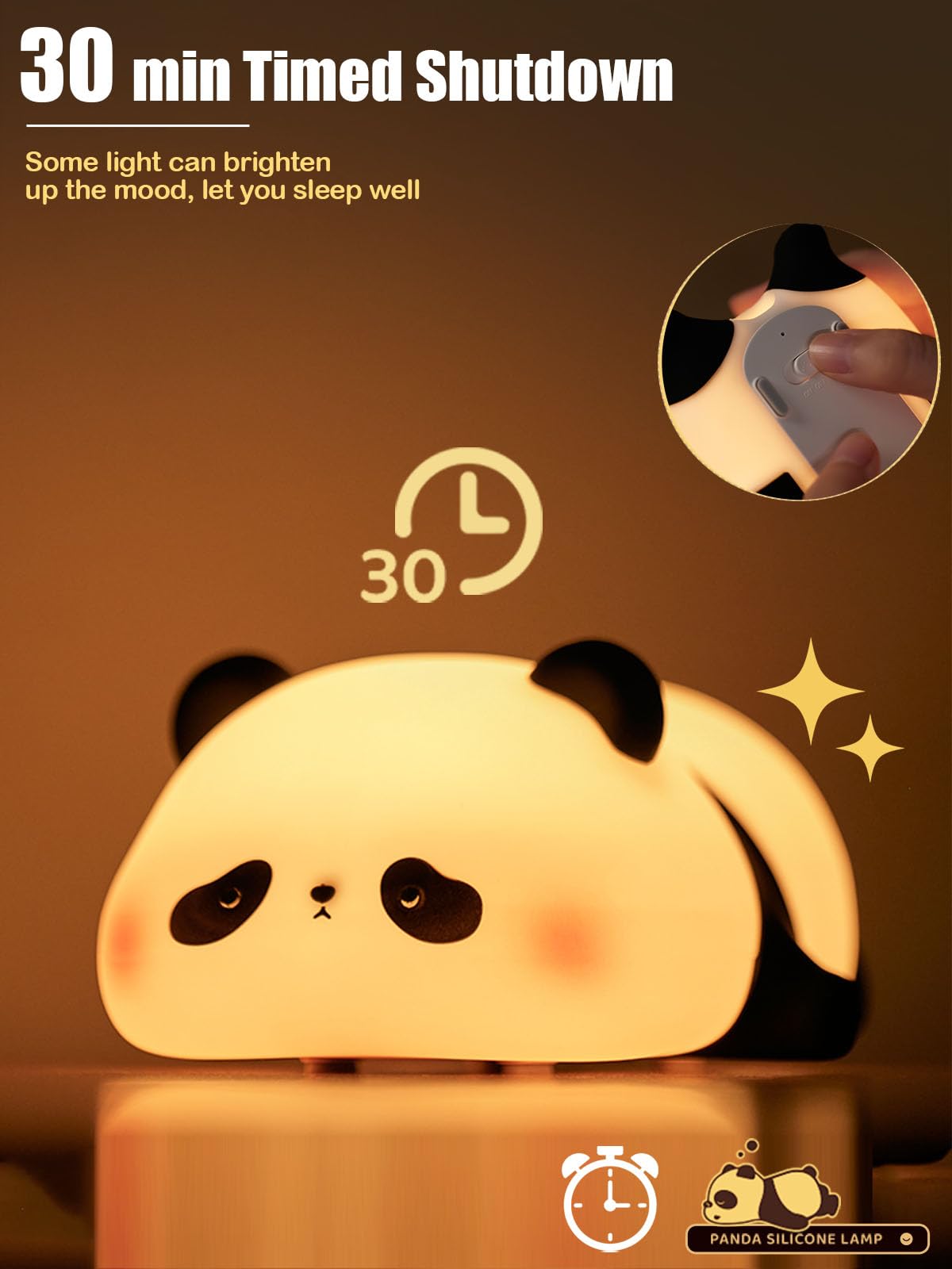 Süßes Panda-Nachtlicht, Squishy Panda Neuheit Tierlampe, 3 Stufen dimmbar Kinderzimmer Nachtlicht mit Timer, Lebensmittelqualität Silikon Touch Nachtlicht Spaß Geschenke für Kinder Jungen
