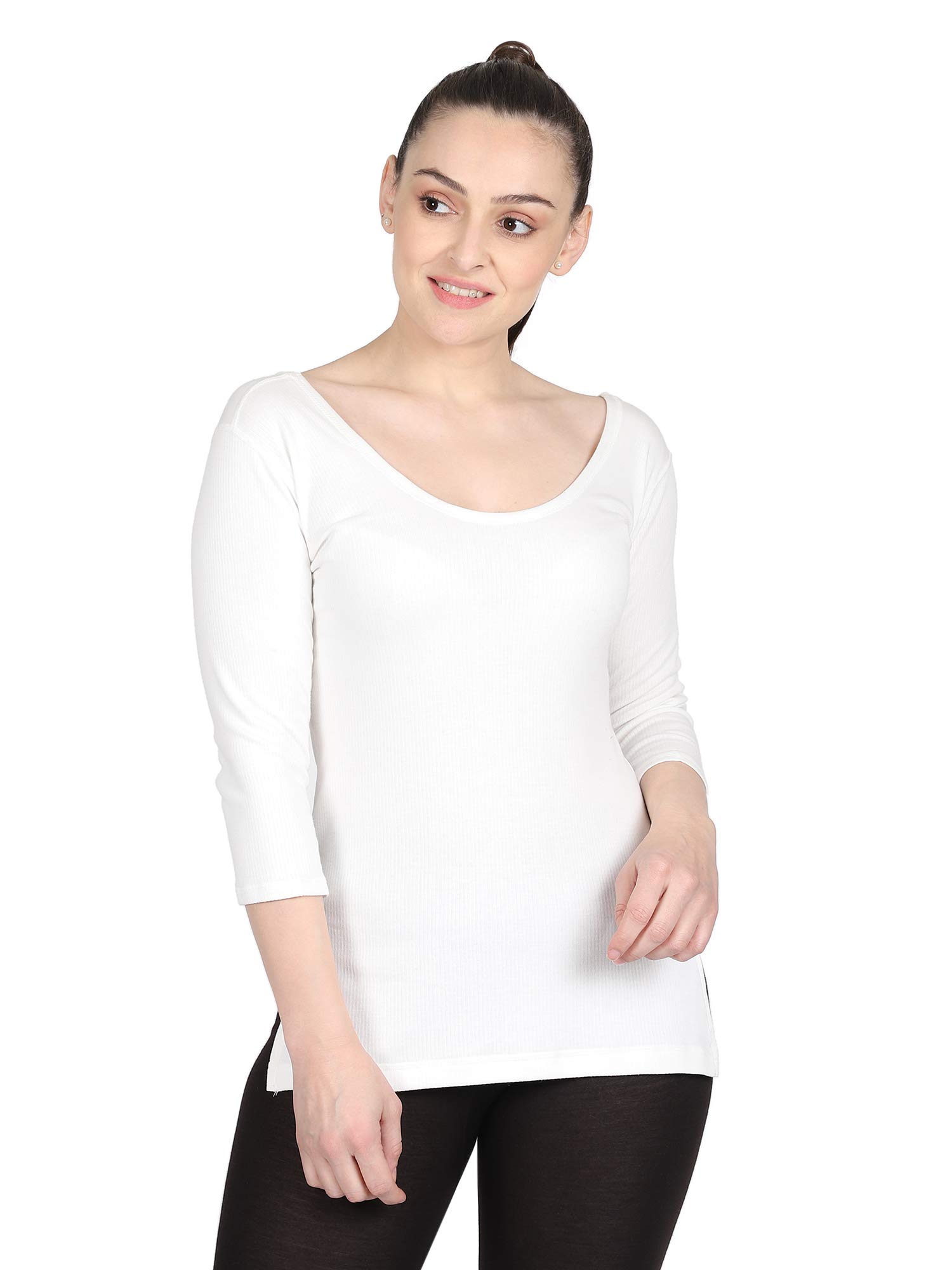 Bodycare Women Round Neck 3/4 Sleeves Pattern Gold Plus Premium Range Thermals Vest for Very high Warmth-image-35