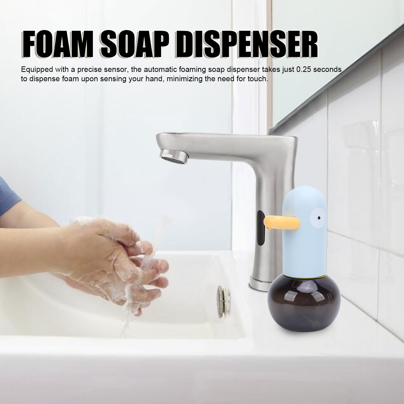 Luqeeg Disper Al Dispensatore di Sapone Automatico in Schiuma, Touchless per la del Bagno, Facile per i Bambini, Volume di Regolazione, Durata della Batteria Lunga, Ricaricabile, (stile 1)