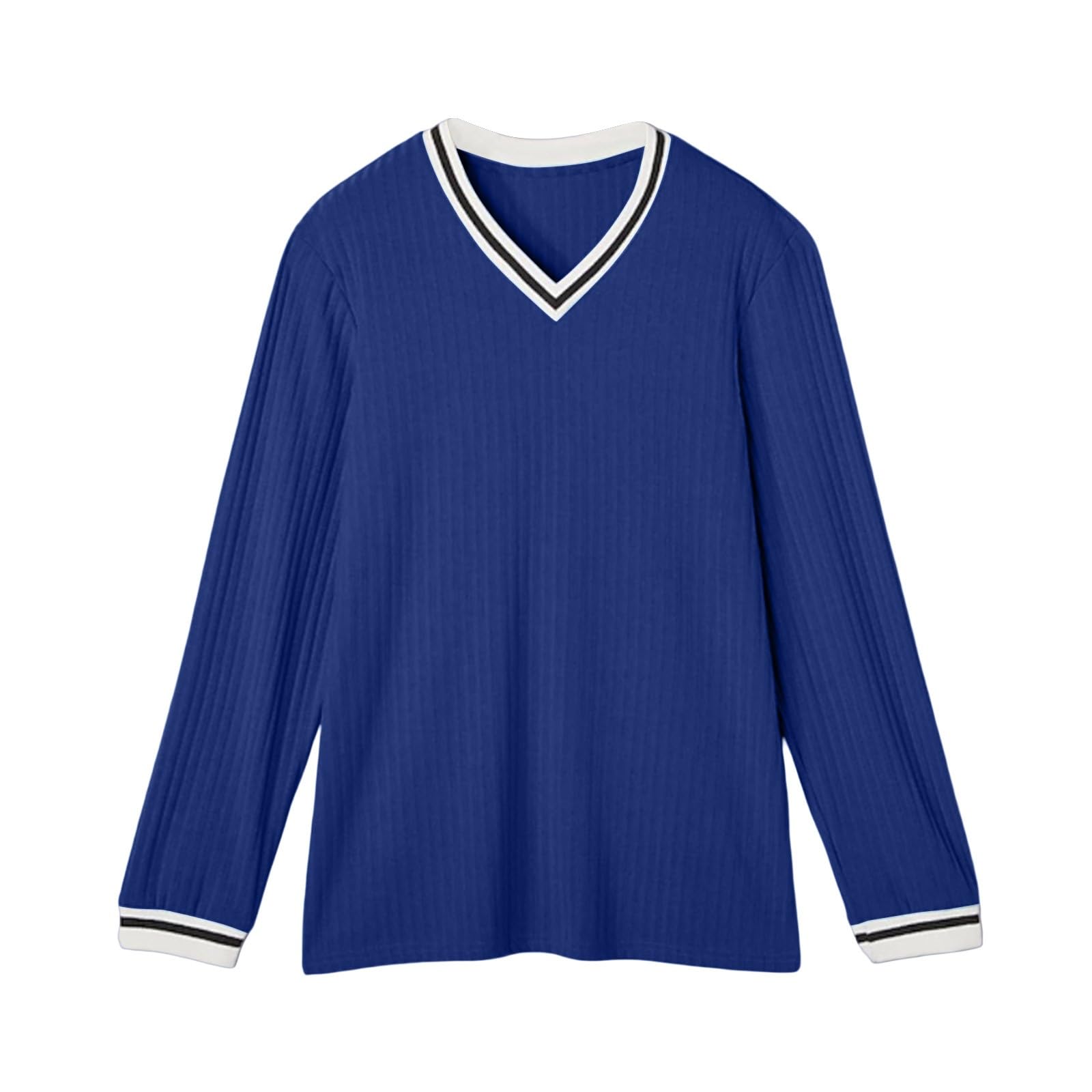 Generico Maglia Uomo Maniche Lunghe Scollatura a V in Tessuto Elastico, Modello Adatto per Allenamenti Sportivi E Look Casual Autunnali