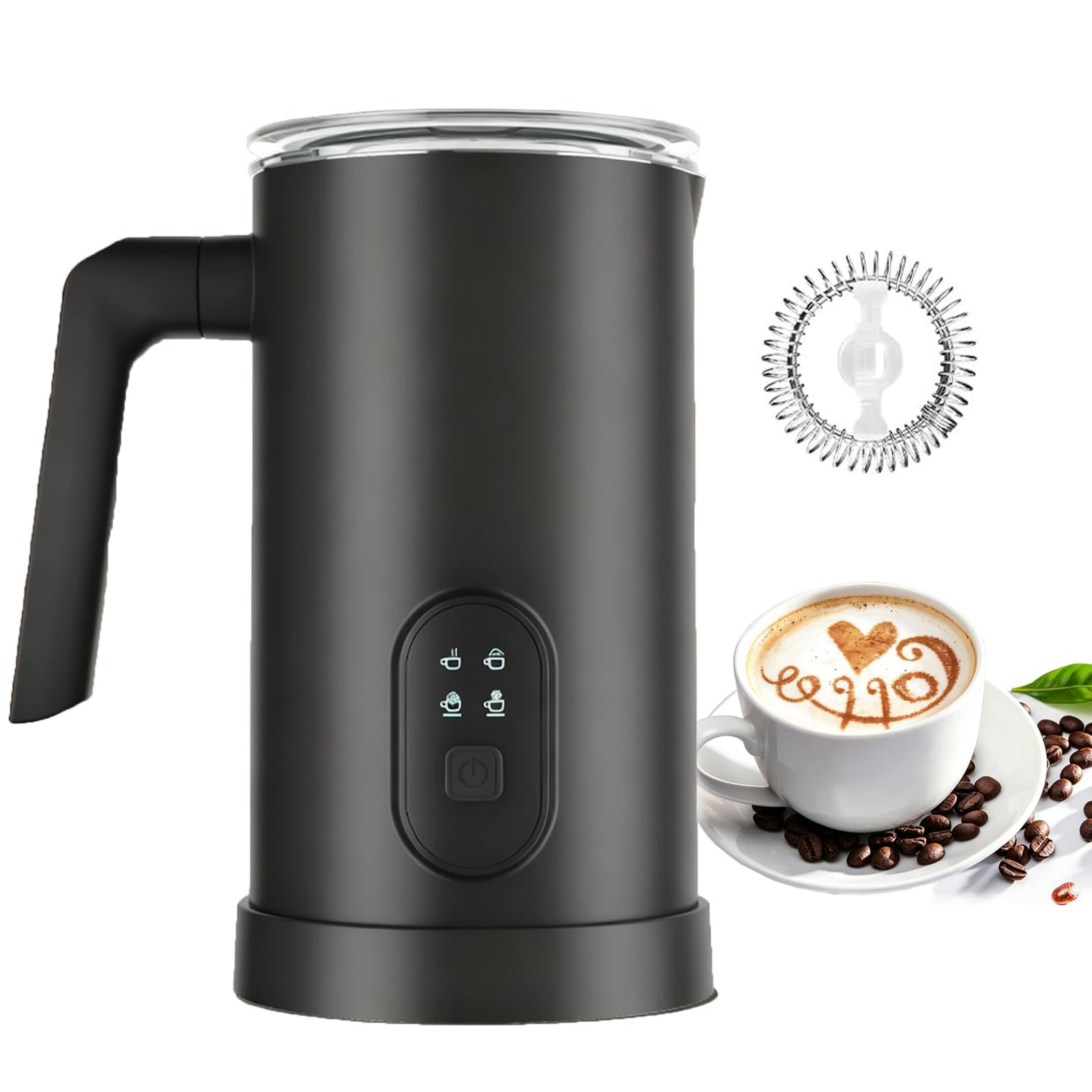4-in-1 Electric Milk Frother, 350ml/11.8oz Auto Hot & Cold Milk Steamer Foam Maker for Latte, Cappuccino, Hot Chocolate