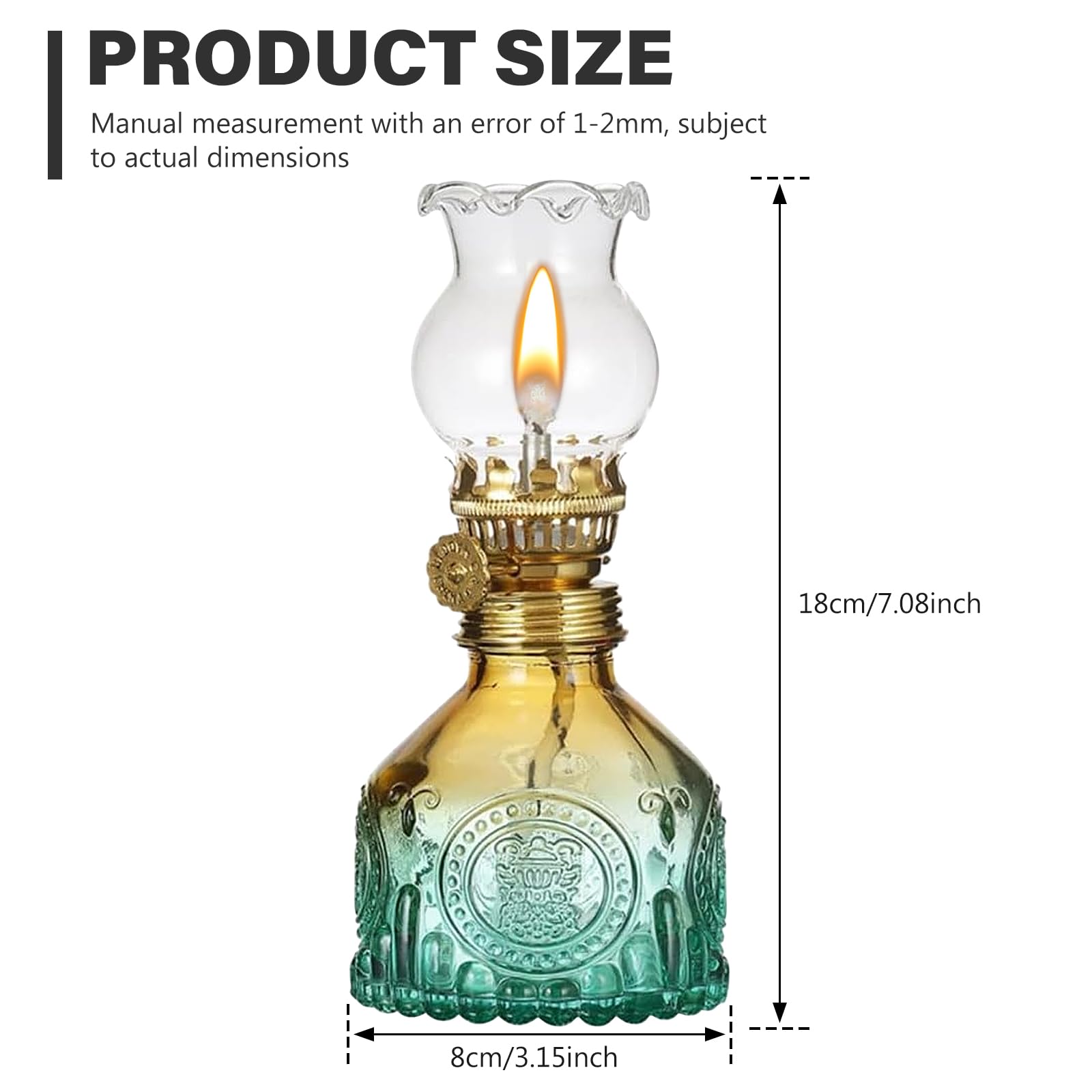 Lampada A Petrolio In Vetro Con Manico E Regolazione Fiamma – Stile Vintage, Per Campeggio, Emergenza E Esterno, Colore Nero Opaco, Capacità 250 Ml