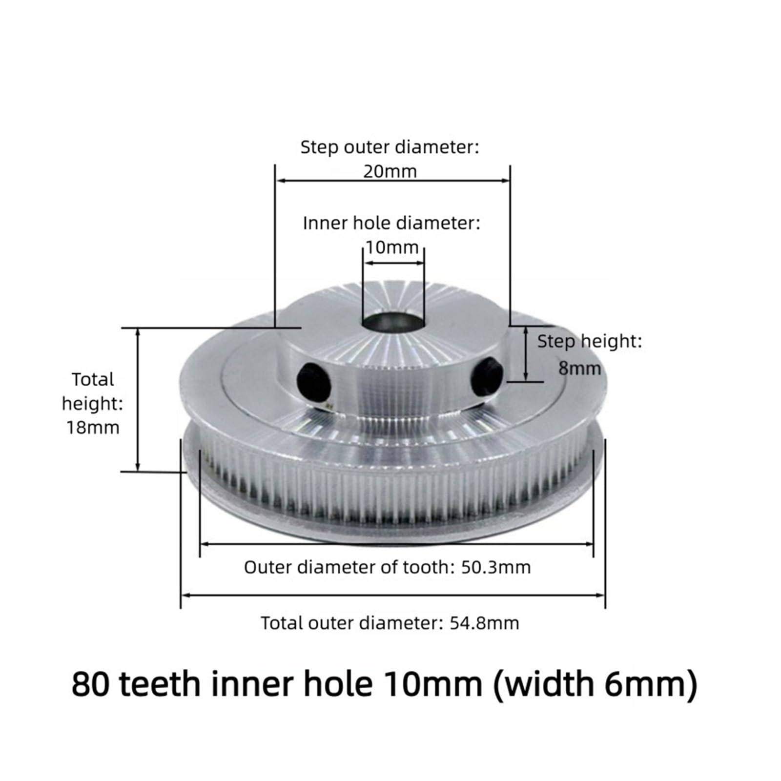 2GT Zahnriemenscheiben-Set, 40T & 80T, 10 mm Bohrung, 1:2 Verhältnis, passend für 6/10 mm Riemen, 2 m Länge, hochpräzise Riemenscheiben für GT2-System, ideal für DIY-Projekte und Robotik