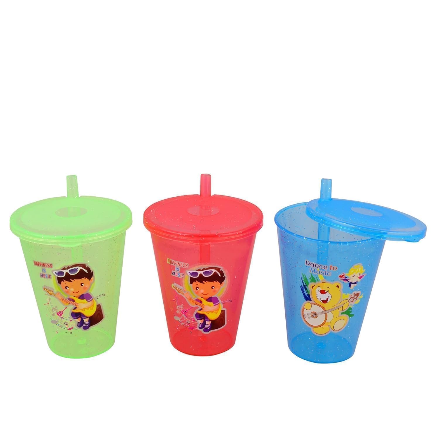 FASHRAMP Straw Cup | Easy-Grip Soft Straw Sippy Cup 250ML | Baby Straw Sipper Glass with Lid Toddler Feeding Supplies | BPA Free Sipper Glass for Kids Easy to sip The Water, Juice & Milk (Pack of 3)-image-48