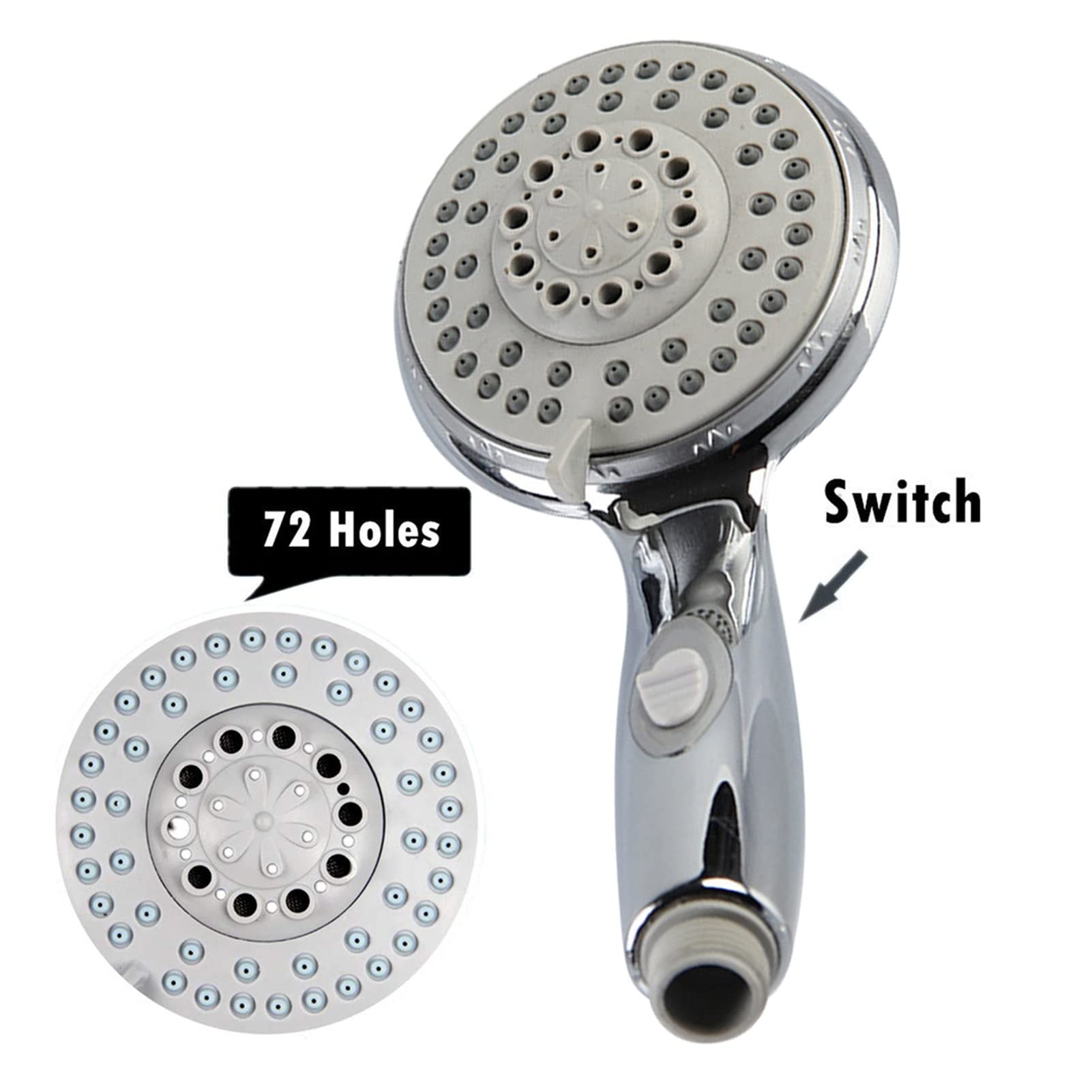 Cabezal De Ducha De Mano Multifunción Con Manguera De 2 M Y Amp; Cabezal De Ducha De Ahorro De Agua Con Interruptor De Encendido/apagado Con 5 Modos De Ducha