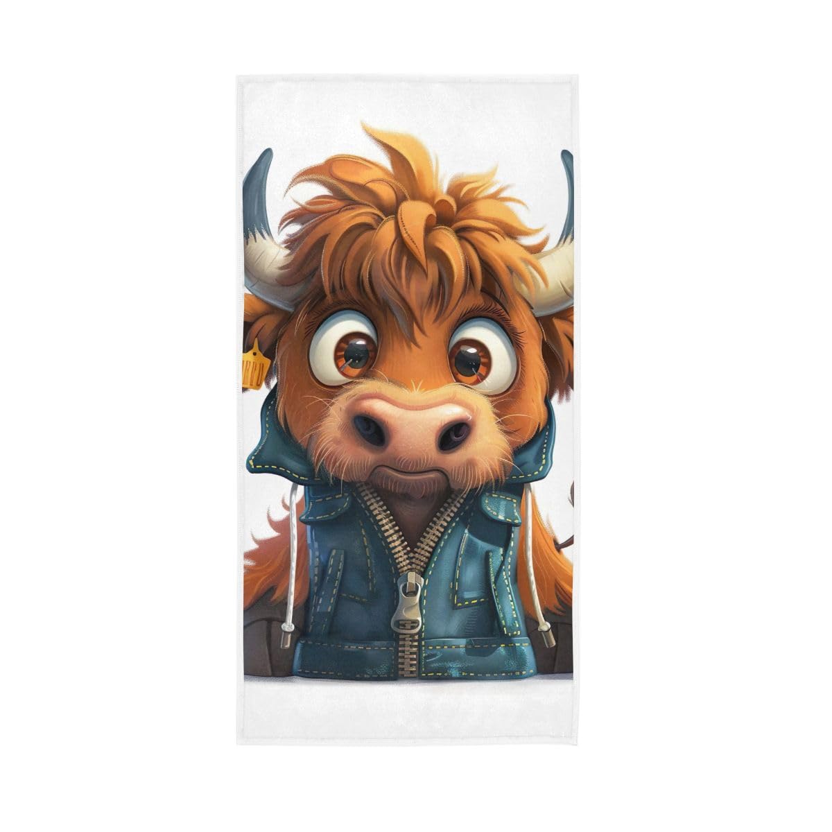 LSRCPD Cartoon Cow with Coat Hand Towels Soft Washcloths Lightweight Towels 15 x 30 Inch