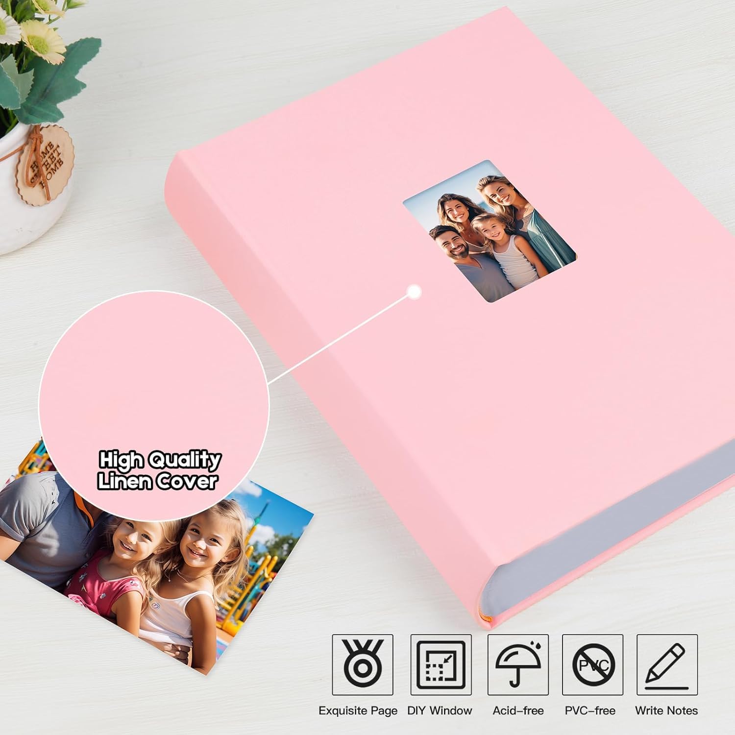 Album Fotografico Niselity 10x15 - 450 Foto Con Copertina In Lino Cachi E Finestra Frontale - Spazio Per Scrivere Memorie