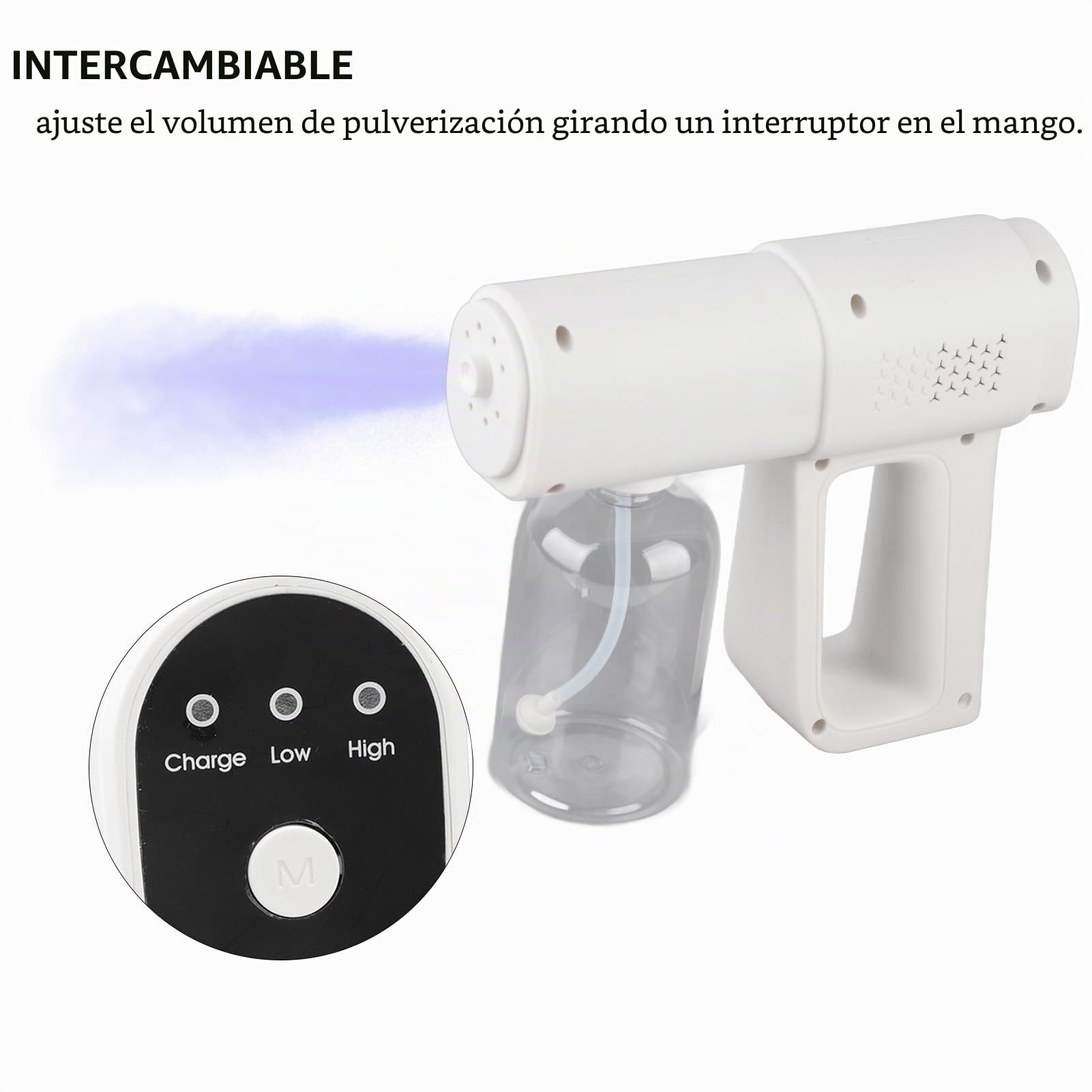 Nano Spray Gun 380ml Pulverizador Hidratante para el Cabello Pulverizador de de Peluquería Recargable Inalámbrico para Peluquería en Casa (Blanco)