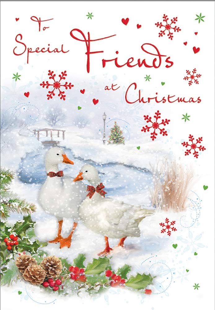 Friends Christmas Card. 9x6 Inches (23x15cm)