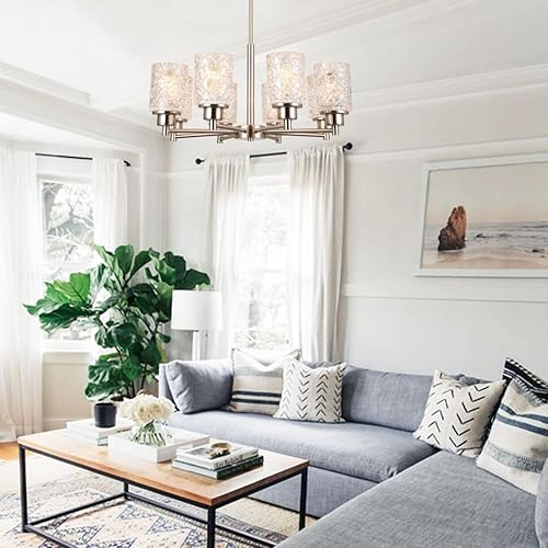 Miniatura 5 de ALICE HOUSE Candelabros de comedor de 24 pulgadas, 8 luces de níquel cepillado contemporáneo para entrada, dormitorio y sala de estar, certificación